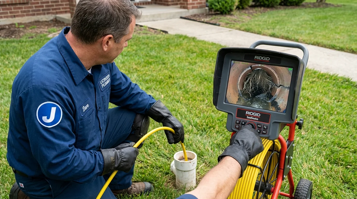 Sewer camera inspection being performed by Johns Plumbing LLC in Wagoner