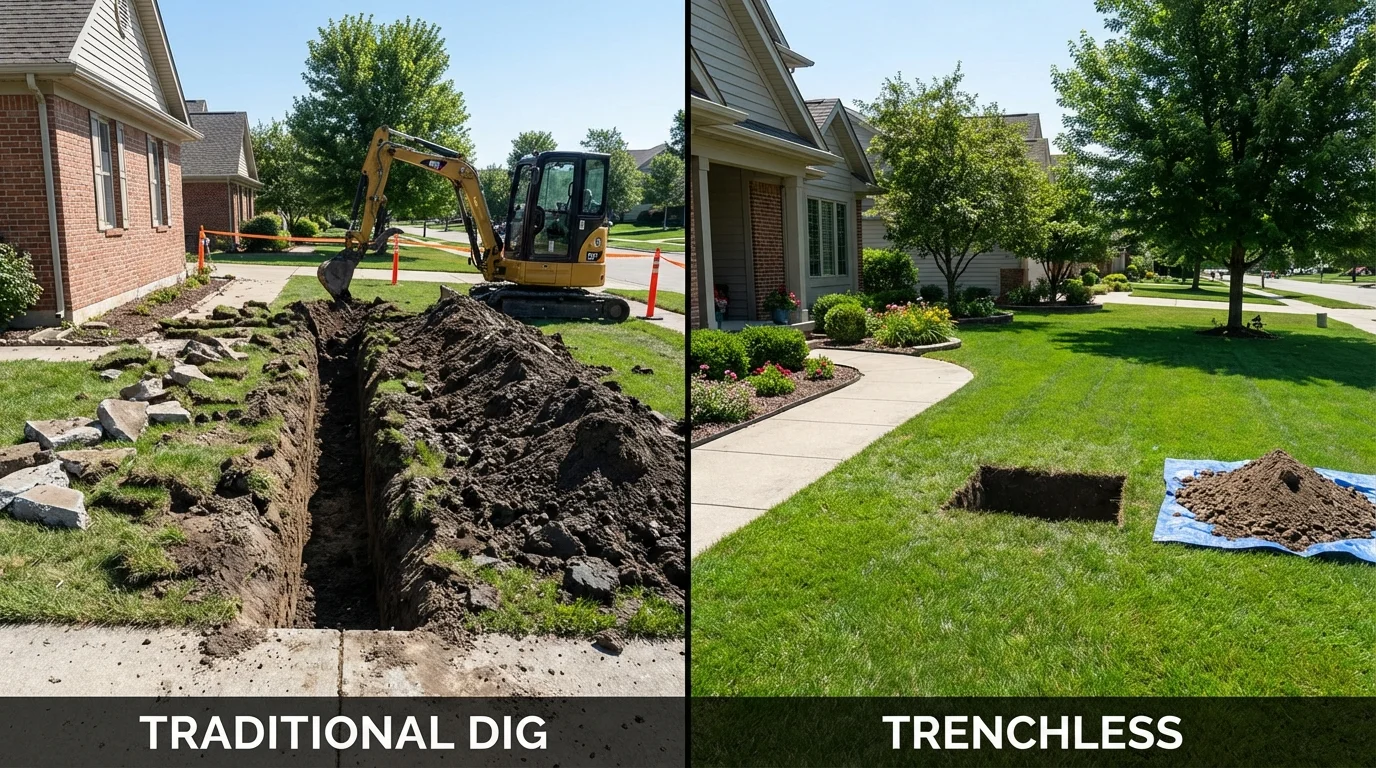 Trenchless sewer repair with minimal yard damage versus traditional excavation in Wagoner, OK